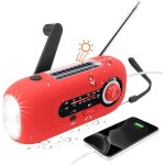 Ccykxa ?rouge?radio solaire portable, radio dynamo, solaire radio avec alarme sos pour les urgences, ...