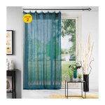 Cdaffaires - lot de 2 voilages à anneaux 140 x 240 cm voile tissé linka bleu Cdaffaires - lot de 2 voilages à anneaux 140 x 240 cm voile tissé linka bleu