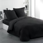 Housse de couette 220 x 240 cm + 2 taies coton 57 fils noir