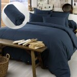 Pack housse de couette chaude en flanelle 240 x 220 cm + drap housse 140x190 candice bleu Pack housse de couette chaude en flanelle 240 x 220 cm + drap housse 140x190 candice bleu