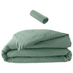 Cdaffaires - pack parure 260 x 240 cm en percale 78 fils + dh 160x200 cm tilleul