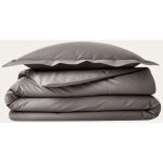 Cdaffaires - parure de couette 240 x 220 cm + 2 taie 63 x 63 cm en percale de coton acier