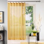Voilage effet lin � anneaux 140 x 240 cm linka jaune