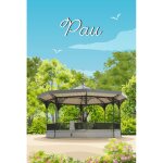 Tableau sur toile illustration kiosque jardin pau 30x45 cm - impression sur toile murale d�corative - ...