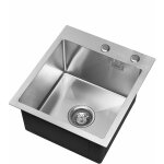 Cecipa vier 1 bac 40 x 45 cm, vier cuisine avec siphon, viers carrs en acier inoxydable bross 304, ...