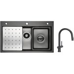 Cecipa �vier 1 bac 70�45cm avec egouttoir, vasque et distributeur de savon + mitigeur de cuisine avec ...