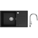 Cecipa evier 1 bac avec egouttoir, evier de cuisine en quartz et r�sine 78x45cm grande capacit� evier ...