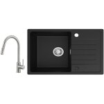 Cecipa - evier 1 bac avec egouttoir, evier de cuisine en quartz et r�sine 78x45cm grande capacit� evier ...