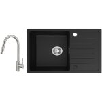 Cecipa - evier 1 bac avec egouttoir, evier de cuisine en quartz et résine 78x45cm grande capacité evier ... Cecipa - evier 1 bac avec egouttoir, evier de cuisine en quartz et résine 78x45cm grande capacité evier ...