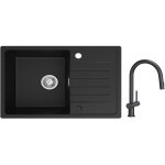 Cecipa evier 1 bac avec egouttoir, evier de cuisine en quartz et r�sine 78x45cm grande capacit� evier ...