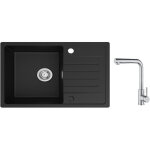 Cecipa - evier 1 bac avec egouttoir, evier de cuisine en quartz et r�sine 78x45cm grande capacit� evier ...