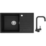 Cecipa - evier 1 bac avec egouttoir, evier de cuisine en quartz et r�sine 78x45cm grande capacit� evier ...