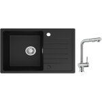 Cecipa evier 1 bac avec egouttoir, evier de cuisine en quartz et r�sine 78x45cm grande capacit� evier ...