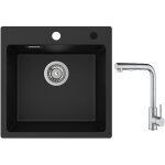 Cecipa - evier 1 bac en quartz et rsine 45x45cm evier de cuisine evier  encastrer 1 cuve + mitigeur ...