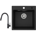 Cecipa - evier 1 bac en quartz et r�sine 45x45cm evier de cuisine evier � encastrer 1 cuve + mitigeur ...