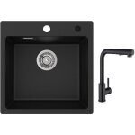 Cecipa - evier 1 bac en quartz et résine 45x45cm evier de cuisine evier à encastrer 1 cuve + noir mitigeur ... Cecipa - evier 1 bac en quartz et résine 45x45cm evier de cuisine evier à encastrer 1 cuve + noir mitigeur ...