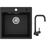 Cecipa - evier 1 bac en quartz et r�sine 45x45cm evier de cuisine evier � encastrer 1 cuve + cuisine ...