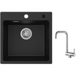 Cecipa - evier 1 bac en quartz et r�sine 45x45cm evier de cuisine evier � encastrer 1 cuve + robinet ...