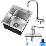 Cecipa evier cuisine 1 bac vier inox 1 cuve avec siphon et trop - plein vier de cuisine inox 404522cm ...