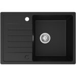 Cecipa - evier de cuisine avec gouttoir - noir 65 x 45 cm evier  encastrer quartz et rsine - evier ...