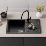 Cecipa - evier  encastrer avec egouttoir - evier 1 bac en quartz et rsine - evier 1 bac 78x45cm grande ...