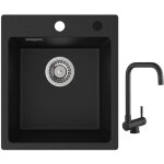 Cecipa evier quartz noir 40x45cm evier de cuisine en granit evier  encastrer 1 vasque + cuisine rabattable ...