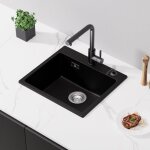 Cecipa evier quartz noir 50x45cm evier de cuisine en quartz evier de cuisine en granit, evier � encastrer ...
