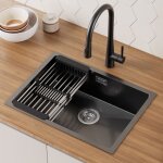 Cecipa - max �vier 1 bac 60�44�18cm �vier cuisine acier inoxydable �vier de cuisine avec panier de drainage ...