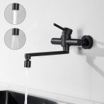 Cecipa mitigeur de cuisine mural noir, robinet de evier mural avec 2 jets, mitigeur cuisine pivotant ...