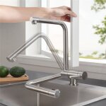 Mitigeur cuisine rabattable pivotant  360, robinet cuisine avec poigne pliable contre fentre, mitigeur ...