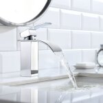 Cecipa robinet de lavabo de salle de bain cascade, mitigeur de lavabo � poign�e unique, eau chaude et ...