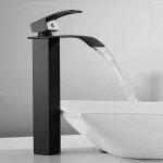 Cecipa - robinet noir cascade avec haut bec - mitigeur lavabo haut mono - trou - robinetterie lave - ...