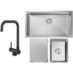 Cecipa - vier cuisine 1 bac 70×44×21cm Évier à encastrer inox brossé avec egouttoir et vasque + mitigeur ... Cecipa - vier cuisine 1 bac 70×44×21cm Évier à encastrer inox brossé avec egouttoir et vasque + mitigeur ...