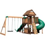 Backyard discovery cedar cove maisonnette en bois avec balancoires, toboggan double mur d'escalade et ...