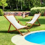 C�monjardin - lot de 2 transats fidgi en acacia �cru