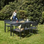 Cmonjardin - salon de jardin en aluminium gris - 6 chaises
