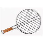 Grille double � manche bois en acier chrom� - centrale brico