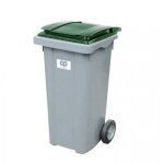 Conteneur poubelle 2 roues gris vert 120 litres