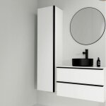 Cersanit - meuble colonne de salle de bain 160 cm blanc brillant - poignes noires - virgo