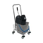 Chariot de nettoyage sprintus seau 1 x 27 l, presse, panier de rangement - 301035