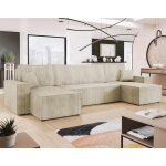 Bestmobilier - cezanne - canap� panoramique en u - 7 places - convertible avec coffre - en velours c�tel� ...