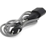 Chacon - rallonge textile noir / blanc 6 a - 1, 5 m - prise noire