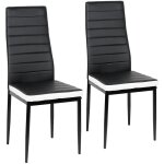 Chaise lot de 2, chaise de salle manger, chaises de cuisine tapisses, noir + blanc