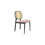Zuiver - chaise 46x53x81, 5 cm en tissu rose et dossier en rotin - spike