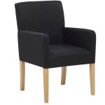 Chaise avec accoudoirs fauteuil en polyester noir et bois intemporel rockefeller