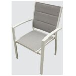 Chaise avec accoudoirs vania aluminium textilene double couche anthracite taupe