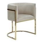 Pascal morabito - chaise avec accoudoirs - velours et acier inoxydable - beige et doré - peria de Pascal morabito - chaise avec accoudoirs - velours et acier inoxydable - beige et doré - peria de