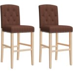 Vidaxl - chaises de bar lot de 2 bois massif d'hva et tissu