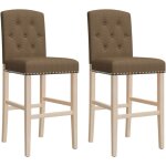 Vidaxl - chaises de bar lot de 2 bois massif d'hva et tissu