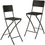 Chaise de bar pliante, lot de 2, avec dossier , tabouret pliable bastian, 115 x 44 x 63 cm, noire - relaxdays ...